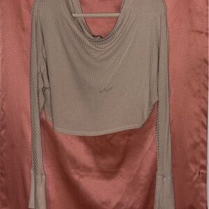 Fashion Nova Taupe V-Neck Sweater